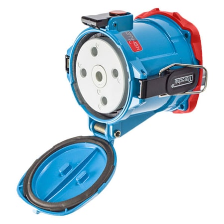 Meltric Pin & Sleeve Receptacle, 100 A, 277/480V AC, Three Phase, 3 Pole, Style 2 Grounding, Blue, NEMA 4X 37-94047